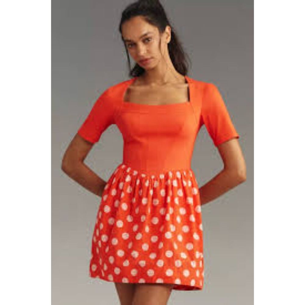 Anthropologie Maeve Short-Sleeve Square-Neck Mini Dress size Xs new